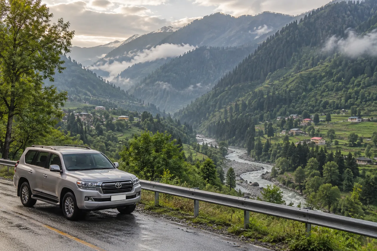 Travel scene inspired by The valleys of Kashmir