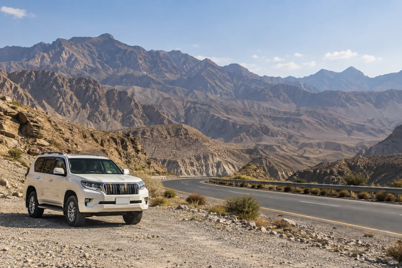 Travel scene inspired by The mountain roads of Balochistan
